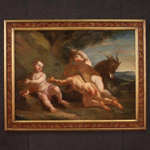 Italiaanse school (XVII) - Baccanale di putti - XL format, Antiek en Kunst, Kunst | Schilderijen | Klassiek