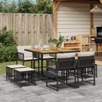 vidaXL 9-delige Tuinset poly rattan zwart, Nieuw, 8 zitplaatsen, Tuinset, Verzenden