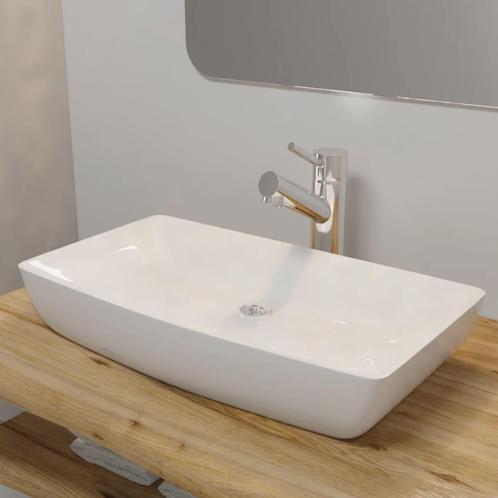 vidaXL Luxe keramische rechthoekige wasbak 71 x 39 cm (wit), Doe-het-zelf en Verbouw, Sanitair, Nieuw, Verzenden