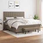 vidaXL Boxspring met matras stof taupe 180x200 cm, Eenpersoons, Verzenden, Nieuw, 80 cm