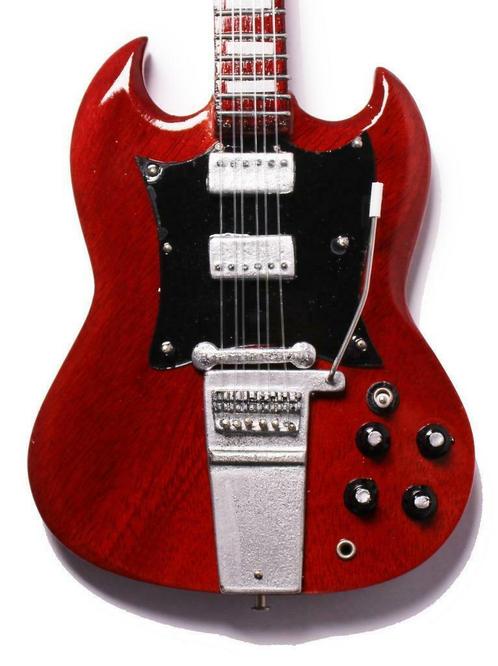Miniatuur Gibson SG gitaar met gratis standaard, Verzamelen, Muziek, Artiesten en Beroemdheden, Pop, Beeldje of Miniatuur, Nieuw