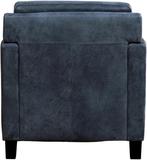 Blauwe leren landelijke fauteuils - poot hout zwart - Kenia, Huis en Inrichting, Fauteuils, Nieuw, Ophalen of Verzenden, Landelijk