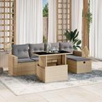 vidaXL 6-delige Loungeset met kussens poly rattan beige, Verzenden, Nieuw, Rotan, Loungeset