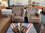 Chesterfield Maarssen !!! Bruin Leren  Chesterfield fauteuil, Huis en Inrichting, Fauteuils, Ophalen, Zo goed als nieuw, Leer