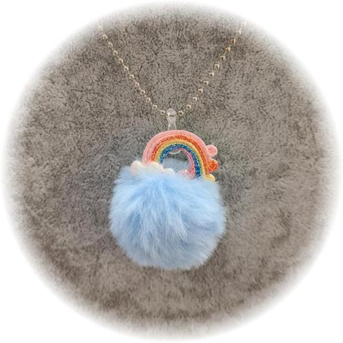 Fako Bijoux® - Kinderketting - Pom Pom Pluche Regenboog -, Sieraden, Tassen en Uiterlijk, Kettingen, Verzenden