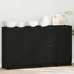 vidaXL Sideboard Zwart Eiken 180 x 30 x 70 cm Bewerkt hout, Huis en Inrichting, Kasten | Buffetkasten, Minder dan 50 cm, Verzenden