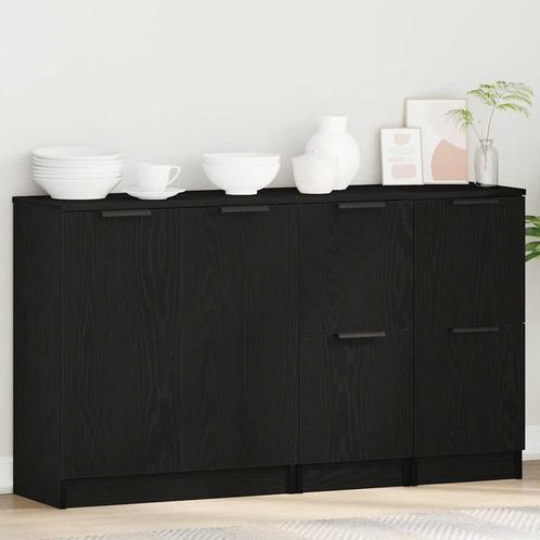vidaXL Sideboard Zwart Eiken 180 x 30 x 70 cm Bewerkt hout, Huis en Inrichting, Kasten | Buffetkasten, Nieuw, Minder dan 50 cm