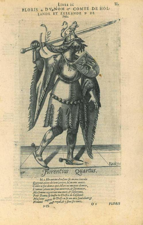 Portrait of Floris IV, Count of Holland, Antiek en Kunst, Kunst | Etsen en Gravures