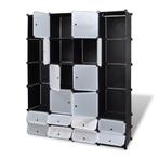 Kast modulair met 18 vakken 37x146x180,5 cm zwart en wit, Verzenden