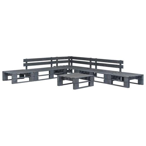 vidaXL 6-delige Loungeset pallet hout grijs, Tuin en Terras, Tuinsets en Loungesets, Loungeset, Nieuw, 6 zitplaatsen, Verzenden