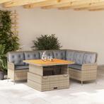 vidaXL 2-delige Loungeset met kussens poly rattan beige, Tuin en Terras, Tuinsets en Loungesets, Verzenden, Nieuw, Rotan, Loungeset
