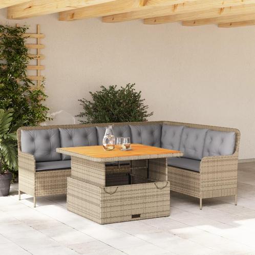 vidaXL 2-delige Loungeset met kussens poly rattan beige, Tuin en Terras, Tuinsets en Loungesets, Loungeset, Nieuw, Rotan, Verzenden