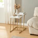 Bijzettafel Salem set van 2 goudkleurig en marmer wit [en.ca, Huis en Inrichting, Tafels | Bijzettafels, Verzenden, Nieuw