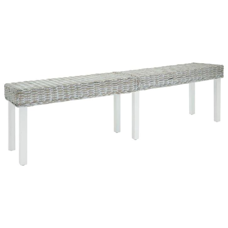 vidaXL Bankje 160x35x45 cm natuurlijk kubu rattan en, Huis en Inrichting, Banken | Bankstellen, Nieuw, 150 tot 200 cm, Hout, Verzenden
