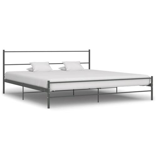 vidaXL Bedframe metaal grijs 180x200 cm, Huis en Inrichting, Slaapkamer | Bedden, 80 cm, 200 cm, Grijs, Eenpersoons, Nieuw, Metaal