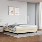 vidaXL Boxspring bed kunstleer crèmekleurig 160x200 cm, Huis en Inrichting, Slaapkamer | Bedden, Overige materialen, Verzenden
