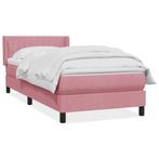 vidaXL Boxspring met matras fluweel roze 90x220 cm, Verzenden, Nieuw, Stof