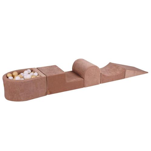 Foam blokken speelset met ballenbak in bruin fluweel, Kinderen en Baby's, Speelgoed | Educatief en Creatief, Nieuw, Ophalen of Verzenden