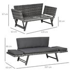 TRUUSK Polyrattan Tuinbank 2-zits Loungesofa Grijs Met Opkla, Verzenden, Nieuw