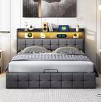 Gestoffeerd Bed met LED, USB-poort en Hydraulische Lades, Verzenden, Nieuw