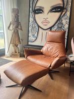 Luxe Lederen Relaxfauteuil met Hocker – Showroommodel NU €18, Ophalen, Leder, 100 tot 125 cm, Zo goed als nieuw