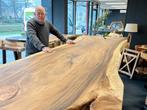 Boomstamtafels eettafels bartafels maatwerk suar eiken noten, Ophalen, 100 tot 150 cm, Vijf personen of meer, Overige vormen