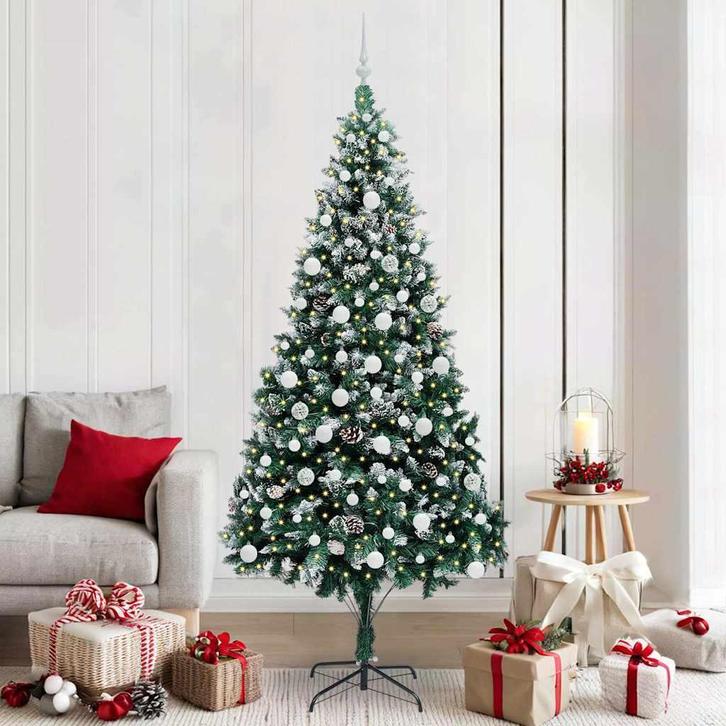 vidaXL Kunstkerstboom Groen 210 cm PVC en Staal en Kunststof, Diversen, Kerst, Nieuw, Verzenden