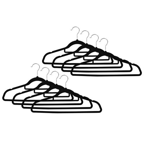 Benson Zwarte velours kledinghangers - anti-slip - 10 stuks, Huis en Inrichting, Woonaccessoires | Kapstokken, Nieuw, Ophalen of Verzenden