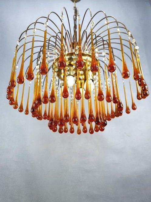 Plafondlamp - Kristal, Metaal - Waterval 86 cm hoog - 59 cm, Antiek en Kunst, Curiosa en Brocante