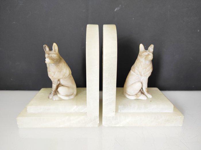 Boekensteunen - wolven - Albast, Antiek en Kunst, Kunst | Designobjecten