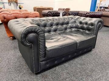 Chesterfield Maarssen  Zwart Leren Vintage Chesterfield Bank beschikbaar voor biedingen