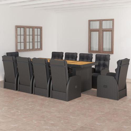 vidaXL 11-delige Tuinset met kussens poly rattan zwart, Tuin en Terras, Tuinsets en Loungesets, Tuinset, Nieuw, Meer dan 8 zitplaatsen