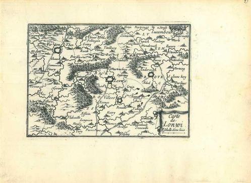 Kaart van Longwy, Virton en Luxembourg, Antiek en Kunst, Kunst | Etsen en Gravures