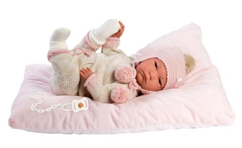 Llorens pop Reborn roze ligkussen - 42cm (Poppen 37- 45 cm), Kinderen en Baby's, Speelgoed | Poppen, Babypop, Nieuw, Ophalen of Verzenden