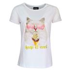 Verysimple • wit t-shirt met coole kat • m 34 36 38 40 42 44, Kleding | Dames, T-shirts, Nieuw, Verysimple, Maat 38/40 (M), Wit