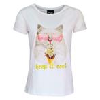 Verysimple • wit t-shirt met coole kat • m 34 36 38 40 42 44, Maat 38/40 (M), Verzenden, Nieuw, Korte mouw