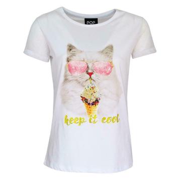 Verysimple • wit t-shirt met coole kat • m 34 36 38 40 42 44 beschikbaar voor biedingen