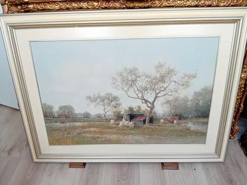 Niels Vaes (XX) - Landschap met schapen, Antiek en Kunst, Kunst | Schilderijen | Klassiek