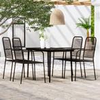 vidaXL 5-delige Tuinset zwart, Tuin en Terras, 4 zitplaatsen, Verzenden, Nieuw, Rvs