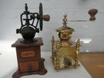 Koffiemolen (2) - Messing, Staal, Hout - twee koffie molens, Antiek en Kunst