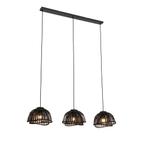 Oosterse hanglamp zwart bamboe 3-lichts - Pua, Nieuw, Oosters, 75 cm of meer