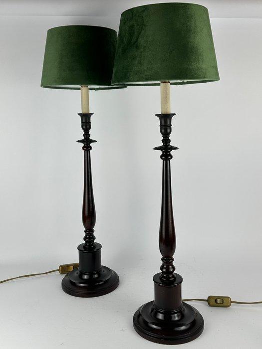 Tafellamp (2) - Mahonie - Een paar mahonie lampen, Antiek en Kunst, Curiosa en Brocante