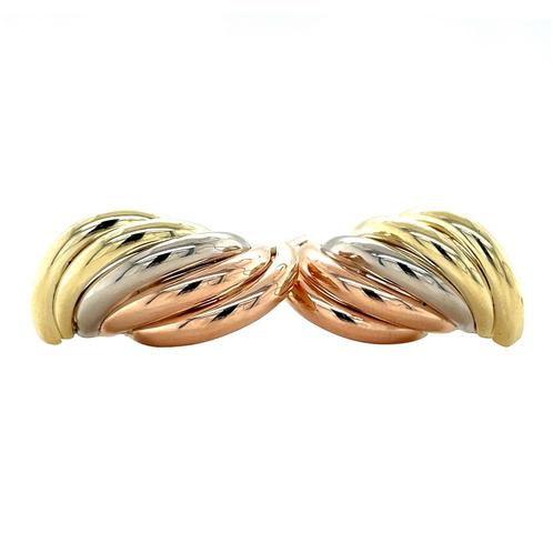 Tricolour oorstekers 12 karaat, Sieraden, Tassen en Uiterlijk, Oorbellen, Zo goed als nieuw, Verzenden