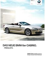 2011 BMW 6 SERIE CABRIO PRICELIJST DUITS, Boeken, Auto's | Folders en Tijdschriften, Nieuw, Porsche, Author