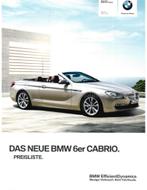 2011 BMW 6 SERIE CABRIO PRICELIJST DUITS, Nieuw, Porsche, Author
