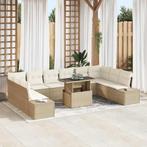 vidaXL Tuin Sofa Set met opslag 11 pcs Beige Poly riet, Verzenden, Nieuw, Rotan