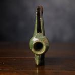 Islam, Olielamp van geglazuurd groen keramiek - 7 cm