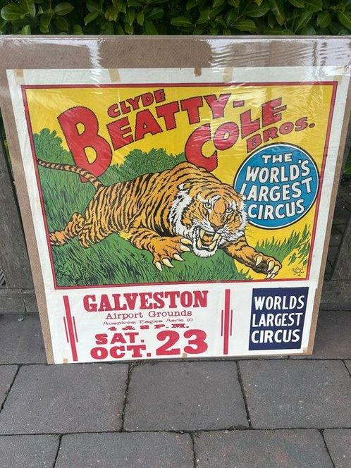 Clyde Beatty cole bros - Circus Poster clyde beatty cole, Antiek en Kunst, Kunst | Tekeningen en Foto's