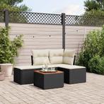 vidaXL 5-delige Loungeset met kussens poly rattan zwart, Tuin en Terras, Tuinsets en Loungesets, Verzenden, Nieuw, Rotan, Loungeset