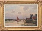 Jan Knikker (1889-1957) - Zeilboot op riviertje in landschap, Antiek en Kunst, Kunst | Schilderijen | Klassiek